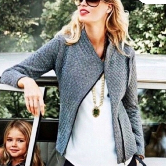 CAbi Quilted Moto Jacket Herringbone With Asymmetric Zipper - size Small - Picture 1 of 10